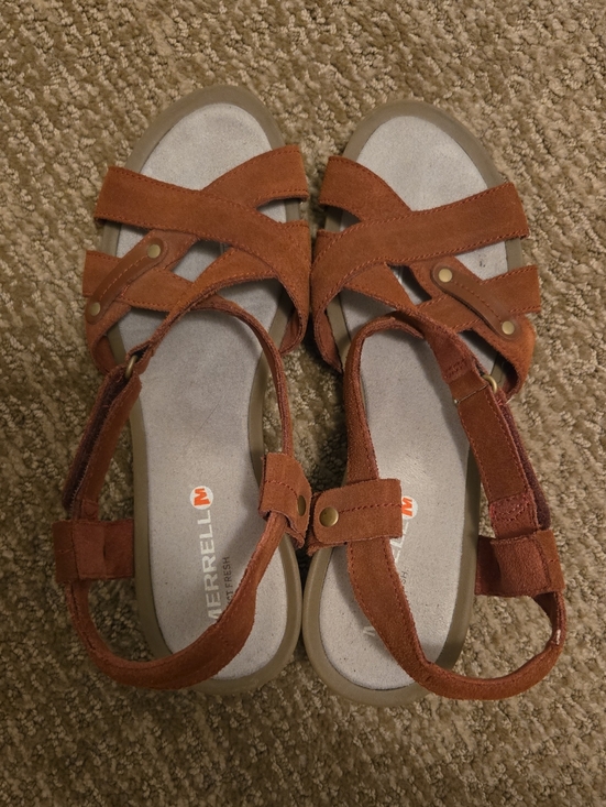 Merrell Shoes - Merrell Women's Rust Suede Strappy Walking Sandals, Size 8